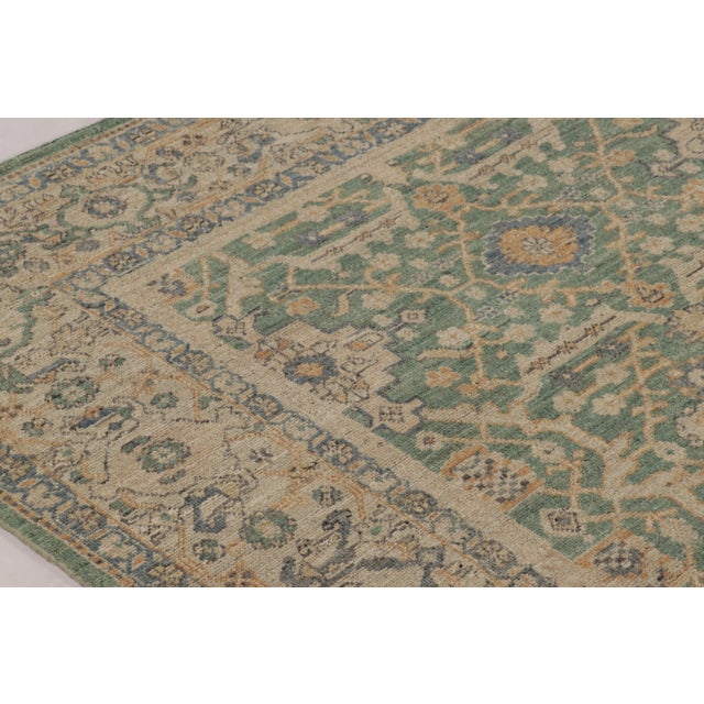 Late 20th Century Contemporary Oushak Floral Wool Rug in Sage & Gold by Rug & Kilim, India For Sale - Image 5 of 8
