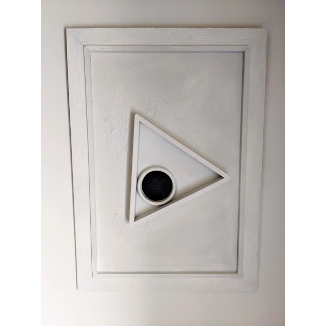 A unique sculptural painting with wooden relief. An incredibly interesting example of geometric, modern wall art fusing...