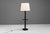 Fantastic ebonised floor lamp in a brutalist design with a central table. Re-wired and tested. New custom made shade....