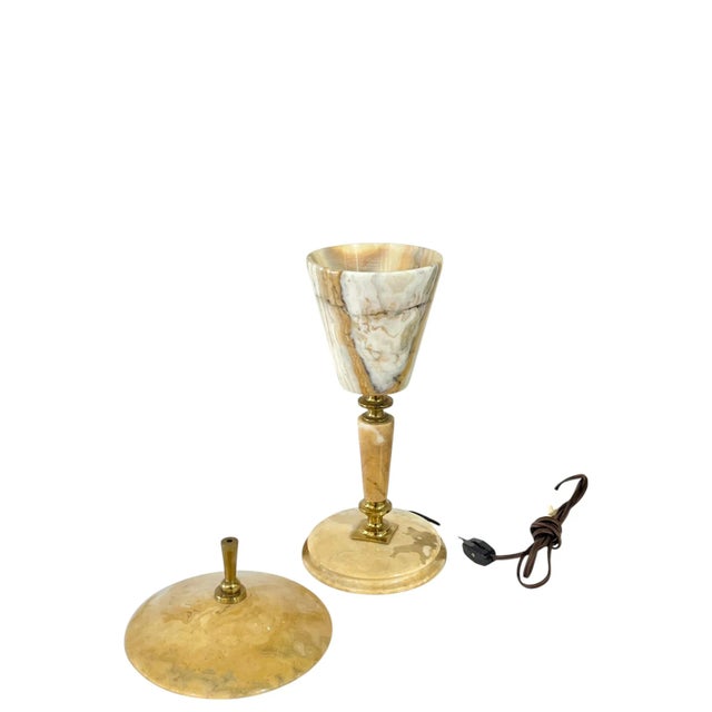Brown Vintage French Marble & Brass Table Lamp in the Style of Gio Ponti, 1960s For Sale - Image 8 of 18