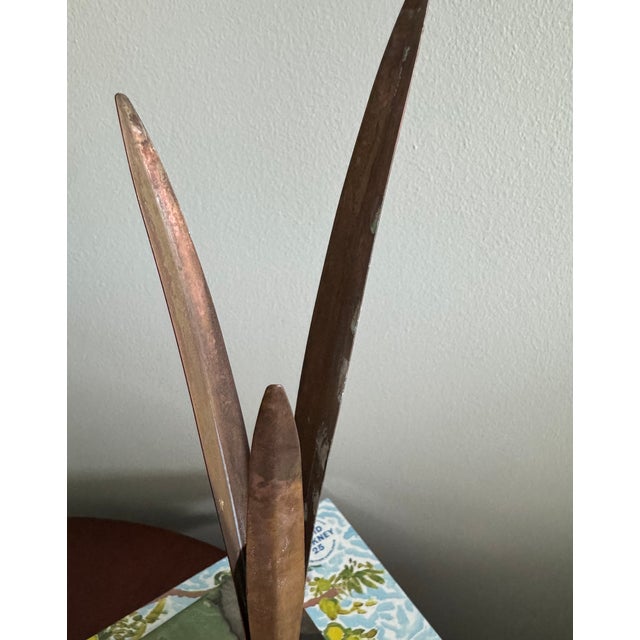 Metal Pair Vintage Patinated Italian Post-Modern Carnevale Bulb Vases For Sale - Image 7 of 8
