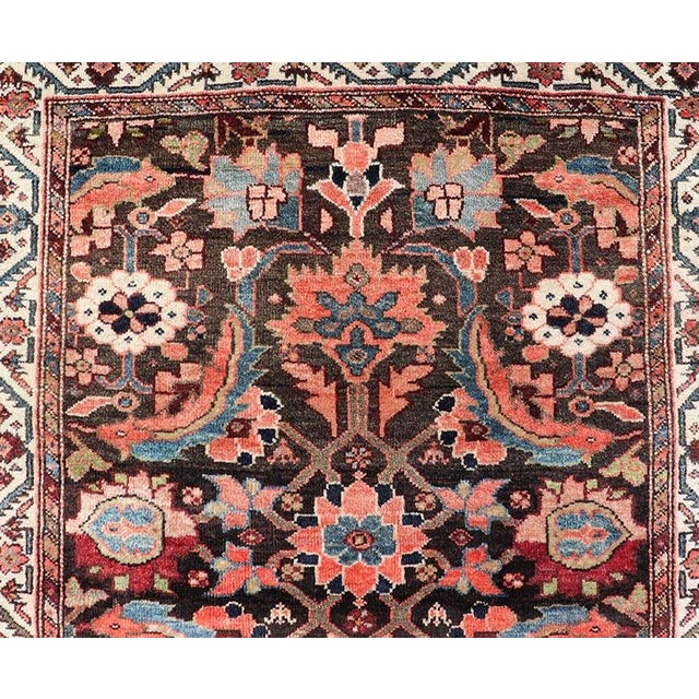 Antique Faraghan Runner in All-Over Design in Ink Blue Background 3'1 X 9'5 For Sale In Atlanta - Image 6 of 11