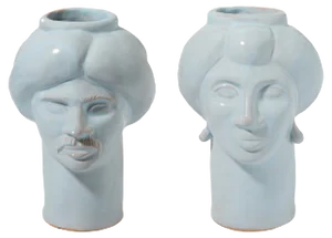 Solimano & Roxelana Figures, Small • Blue Vendicari from Crita Ceramiche, Set of 2