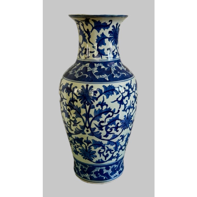Blue and White Chinoiserie Floor Vase For Sale In New York - Image 6 of 8