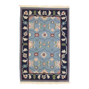 Vintage Romanian Floral Kilim Rug, 03'11 X 05'10