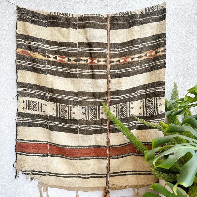 Vintage Fulani Handwoven African Textile 38x92″ Rustic Tribal Blanket For Sale In Los Angeles - Image 6 of 9