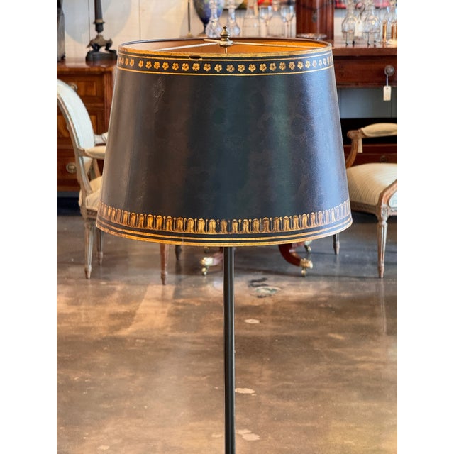 1950s 1950s Painted Floor Lamp With Tole-Style Shade and Carved Paw-Foot Base For Sale - Image 5 of 11
