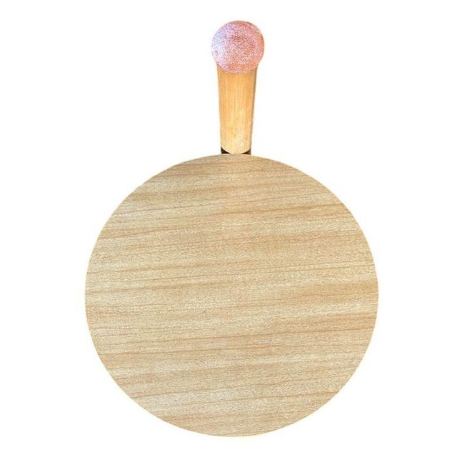 Wood Restored Rare Portable Rattan Side Table Drink Shelf Stand W/ Handle, 2 Available For Sale - Image 7 of 7