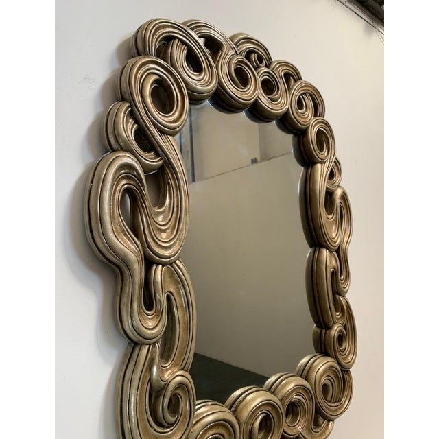 Mirror with Filiform Lines in Lacquered and Golden Resin from Lam Lee Group, 1990s For Sale - Image 9 of 14