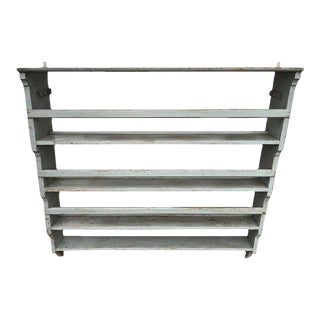 19thc Original Grey Painted Plate Rack From New England For Sale