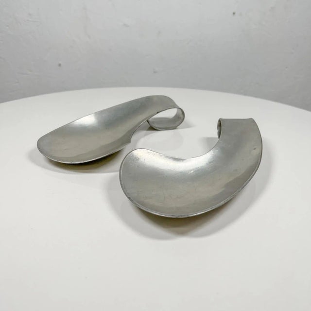 Metal 1970s Modernist Pewter Salad Serving Utensils by Shirley Charron Mid Century Mod For Sale - Image 7 of 13