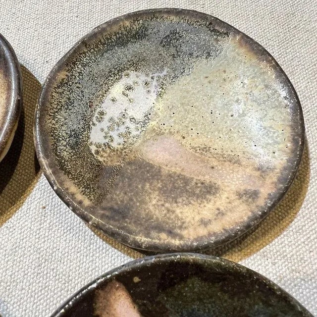 Ceramic Mini Ring/Trinket Dishes, Textured Glaze in Earthy Tones - 4 Piece Set For Sale - Image 9 of 9