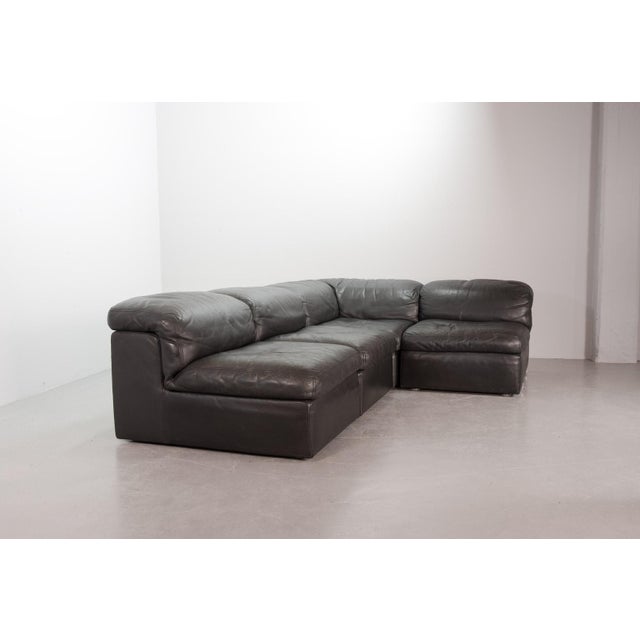 Modular Jeep Sofa in Grey Leather, 1970s, Set of 4 For Sale - Image 16 of 18