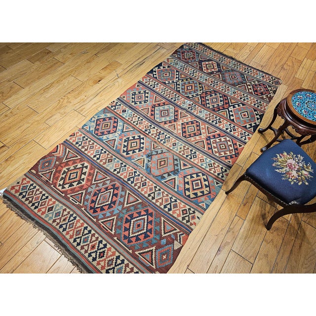 Antique Caucasian Kazak Kilim, Wool Flatweave, Geometric Design, 1890s, 5' x 10' For Sale - Image 13 of 14