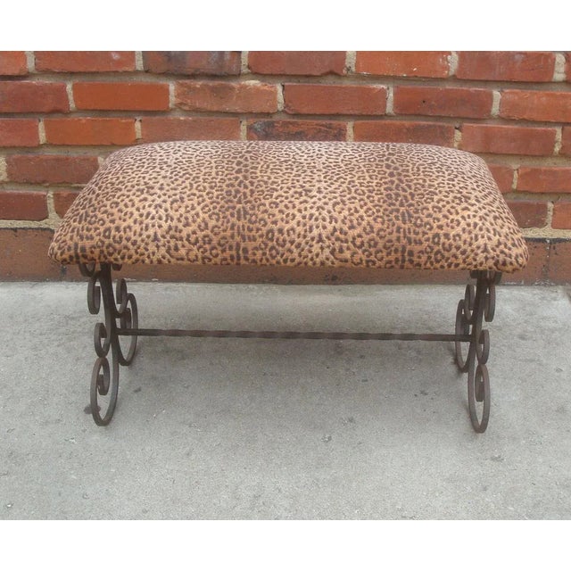 Mission Iron Scroll Bench Spanish Mission Arts and Crafts For Sale - Image 3 of 10