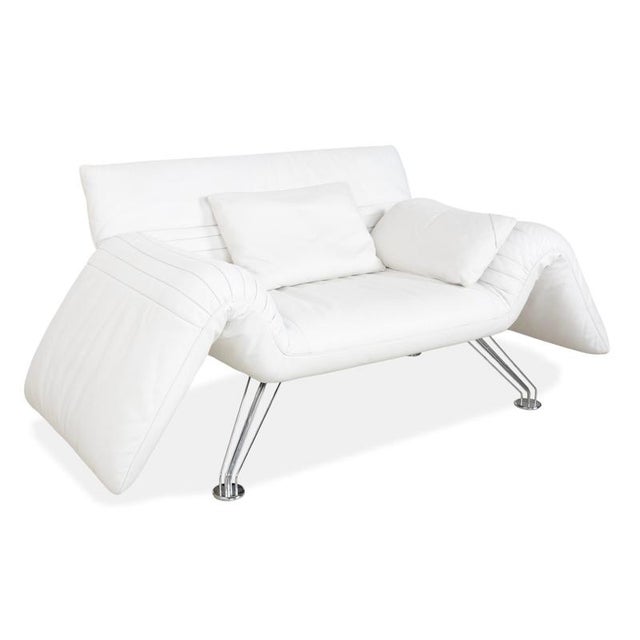 Modern DS 142 White Leather Wing Lounger Sofa with Chrome Feet and Manual Function from de Sede For Sale - Image 3 of 18
