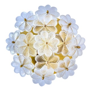 1960s Murano Glass 13 Flower Flush Mount by Ernst Palme, Germany For Sale