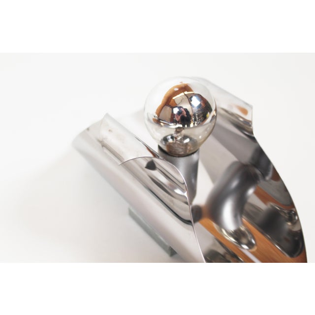 Metal Vintage Space Age Wall Lamps in Polished Metal from Polam, 1970s, Set of 2 For Sale - Image 7 of 10
