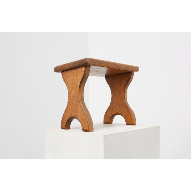 Wood Hand-Carved Oak Wooden Stool, France, 1890s For Sale - Image 7 of 11