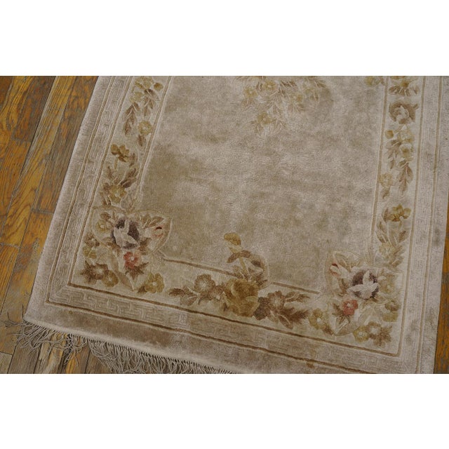 Light Gray 1980s Light Gray Floral Vintage Chinese Silk Rug 3' X 5'2" Handknotted Wool Carpet For Sale - Image 8 of 18