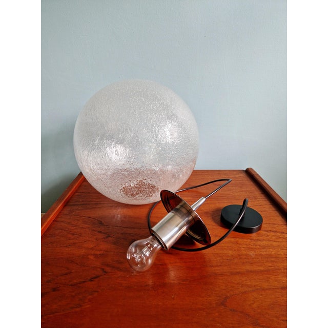 Space Age Pendant Light in Bubbled Blown Glass by Peill and Putzler, 1970s For Sale - Image 10 of 12