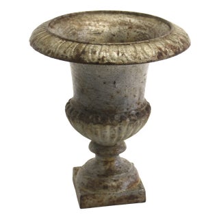 Small Vintage French Cast Iron Urn Planter, 1920s For Sale