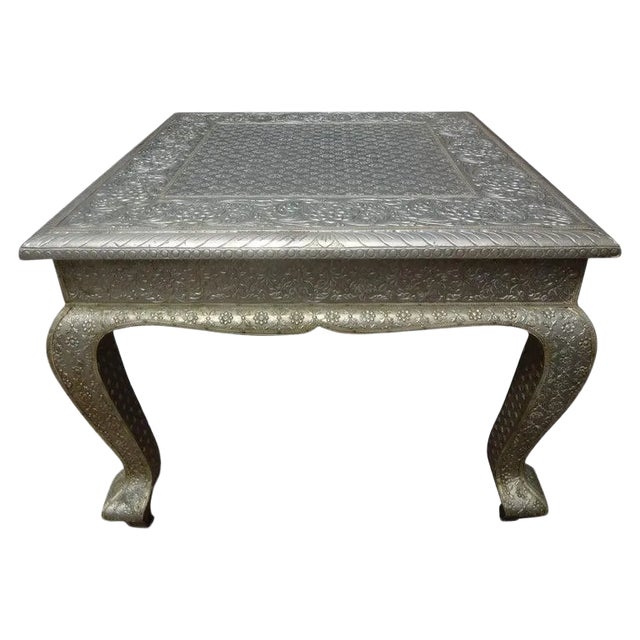 Vintage Anglo-Indian Silver Metal Clad Table For Sale