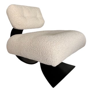 Set of Vintage Alta Lounge Chair and Ottoman in Wood and Wool, 1975 For Sale