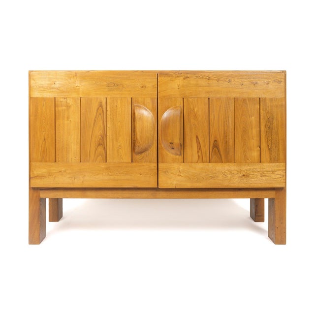 2-Door Buffet in Elm attributed to Maison Regain, 1970 For Sale - Image 4 of 16