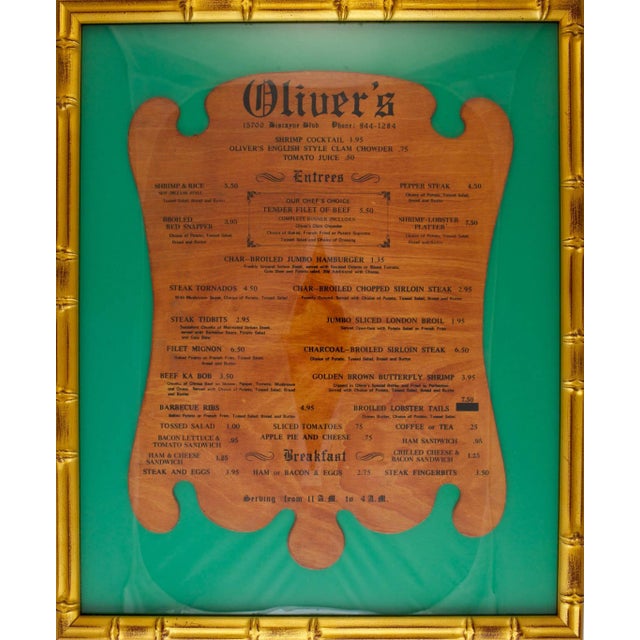 "Oliver's Miami Beach Menu Board" For Sale