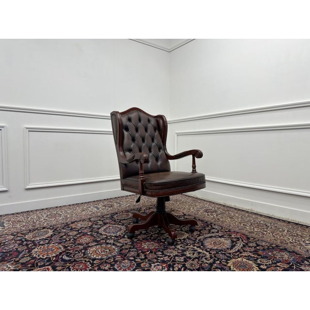 Animal Skin Large English Chesterfield Office Chair For Sale - Image 7 of 8