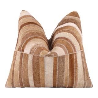 Luxury Genuine Hair-on Cowhide Arch Throw Pillow 18x18 | Handmade For Sale