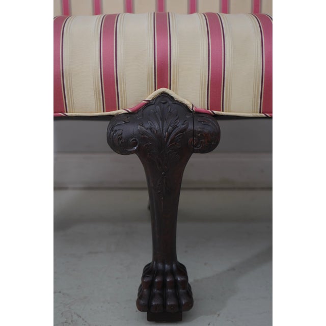 Textile Vintage Upholstered Georgian Style Rolled Arm 6 Leg Loveseat For Sale - Image 7 of 18