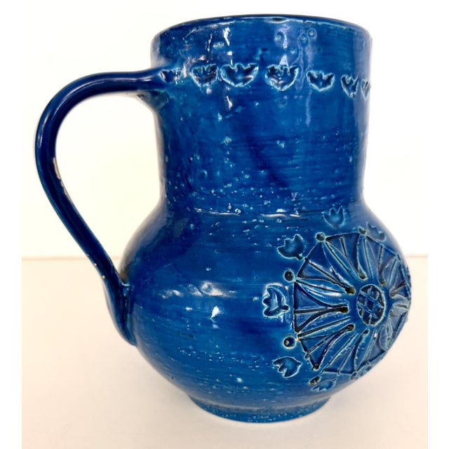Handmade Rimini Blue Lacquered Ceramic Jug by Aldo Londi for Bitossi, Italy, 1960s For Sale - Image 6 of 12