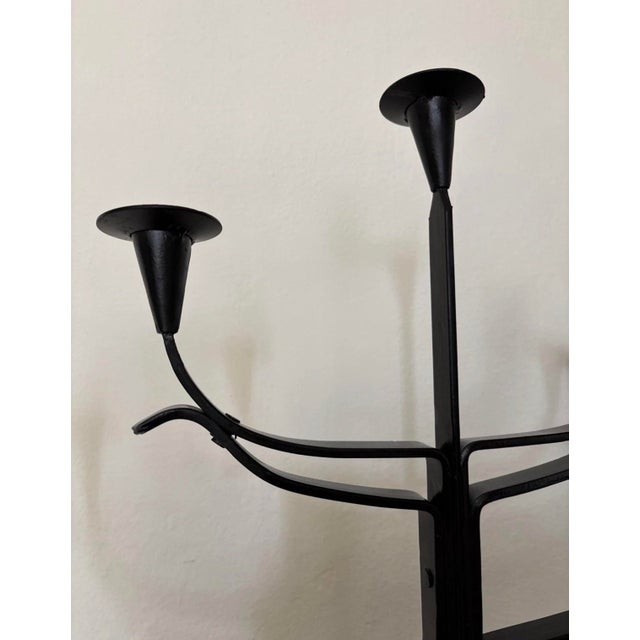 Pair of Vintage Spanish Brutalist Iron Candelabras 5 Candle Holder Large! MCM For Sale - Image 9 of 10