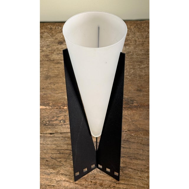 1980s Vintage 1980's Postmodern Futuristic Black Metal & Glass Vase For Sale - Image 5 of 8