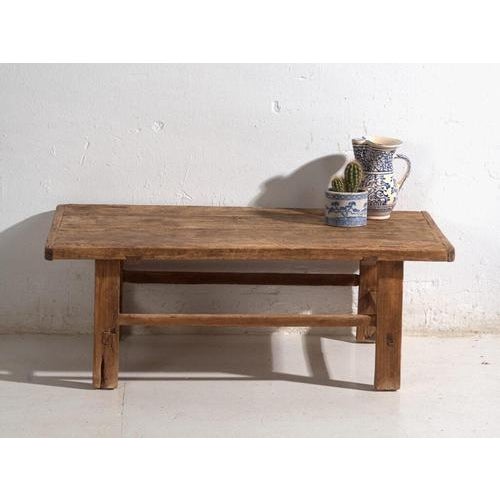 Brown Low Antique Chinese Qing Dynasty Kang Table in Pine For Sale - Image 8 of 9