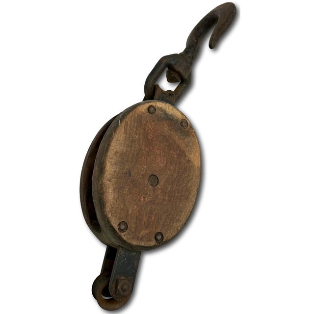 Large Antique Tall Ship Sail Rigging Block & Tackle Pulley by Boston & Lockport Block Company For Sale - Image 9 of 12