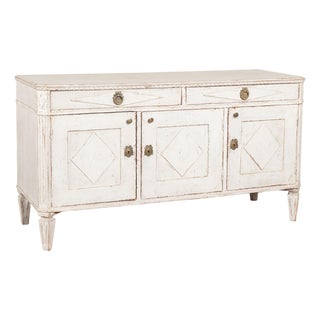 19th Century White Swedish Gustavian Style Sideboard Buffet For Sale