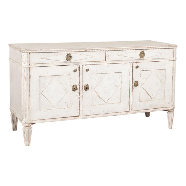 19th Century White Swedish Gustavian Style Sideboard Buffet For Sale