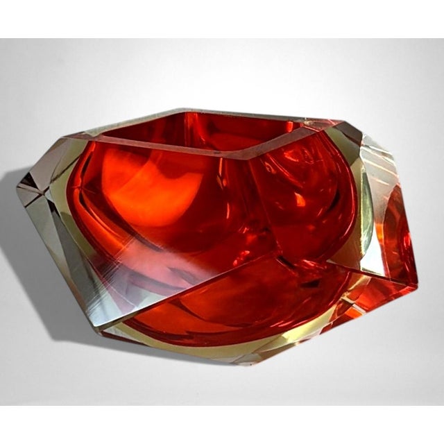 Glass Mandruzzato Style Murano “Sommerso” Glass Ashtray For Sale - Image 7 of 18