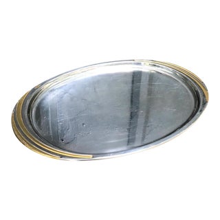 1950s Gottinghen Silver/Gold Art Deco Style Oval Tray For Sale