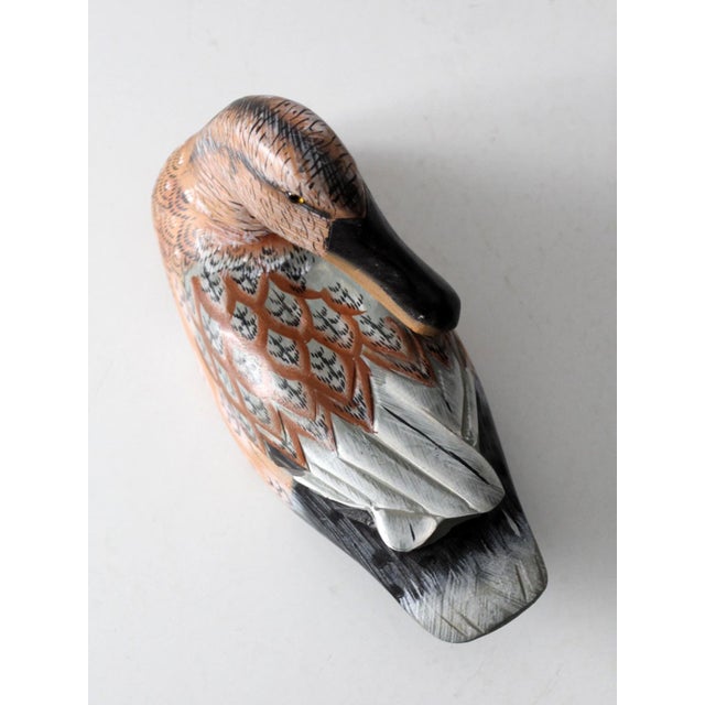 Vintage Hand Painted Carved Wood Duck For Sale - Image 9 of 11