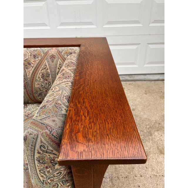 Brown Stickley Mission Oak Arts & Crafts Prairie Sofa For Sale - Image 8 of 12
