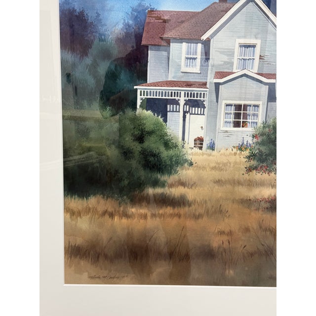 Melinda Cowdrey Whidby House Framed Watercolor, Circa 1995 For Sale - Image 9 of 11