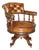 Antique Captain's Desk Chair in Brown Leather, 1880 For Sale