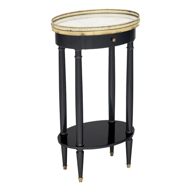 Oval, Louis XVI Style Side Table, Ebonized, French, 1920s For Sale