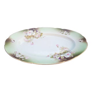 Porcelain Serving Platter with Rose Pattern, 1920s For Sale