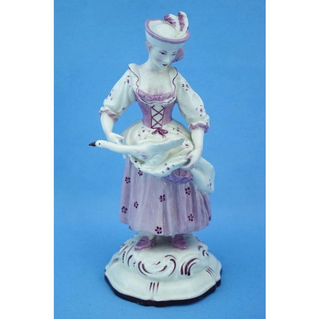 19th Century Porcelain Sculpture Lady with Duck by Capodimonte, Italy For Sale - Image 8 of 18