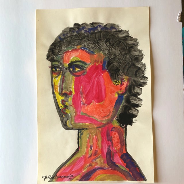 2010s Original Contemporary E.J.Hartmann Abstract Pop Art Portrait Painting Signed For Sale - Image 5 of 5